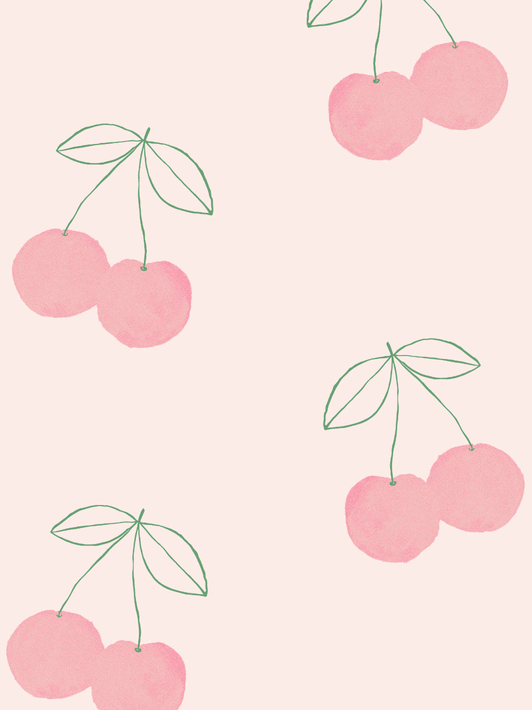 'cherries' Wallpaper By Tea Collection - Pale Pink