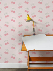 'cherries' Wallpaper By Tea Collection - Pale Pink