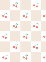 'cherry Check' Wallpaper By Meri Meri - Beige