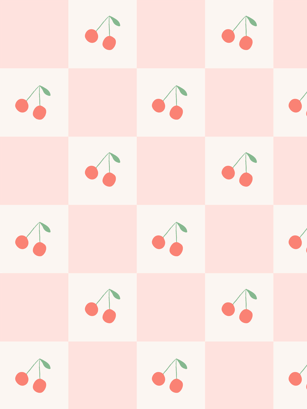 'cherry Check' Wallpaper By Meri Meri - Cream Pink