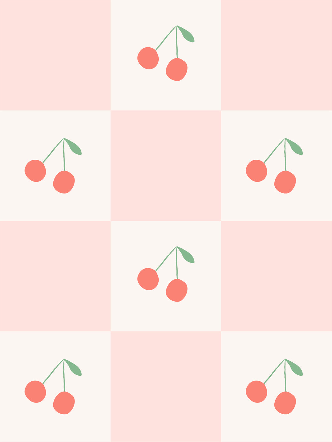 'cherry Check' Wallpaper By Meri Meri - Cream Pink