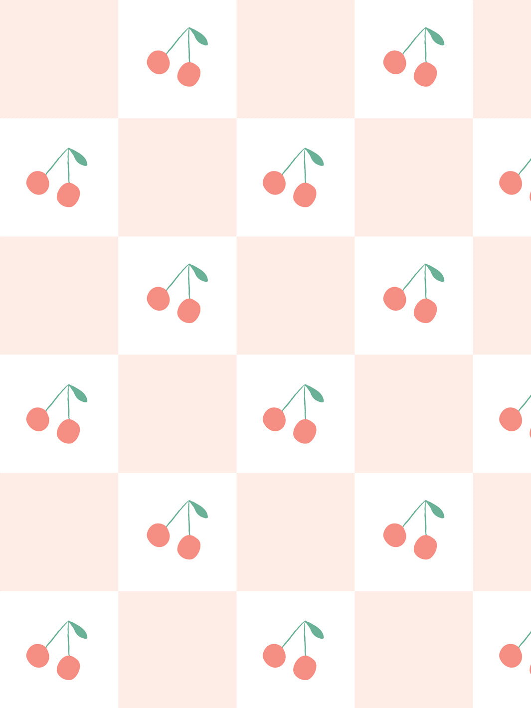 'cherry Check' Wallpaper By Meri Meri - Pale Pink