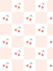 'cherry Check' Wallpaper By Meri Meri - Pale Pink