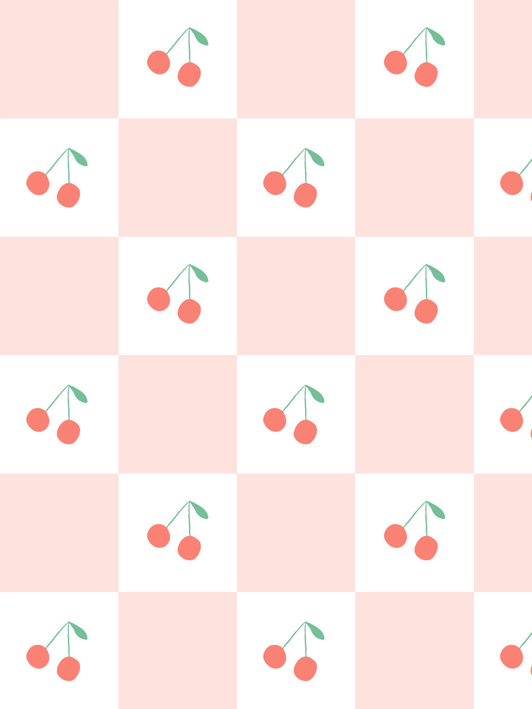 'cherry Check' Wallpaper By Meri Meri - Pink