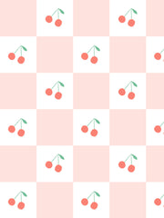 'cherry Check' Wallpaper By Meri Meri - Pink