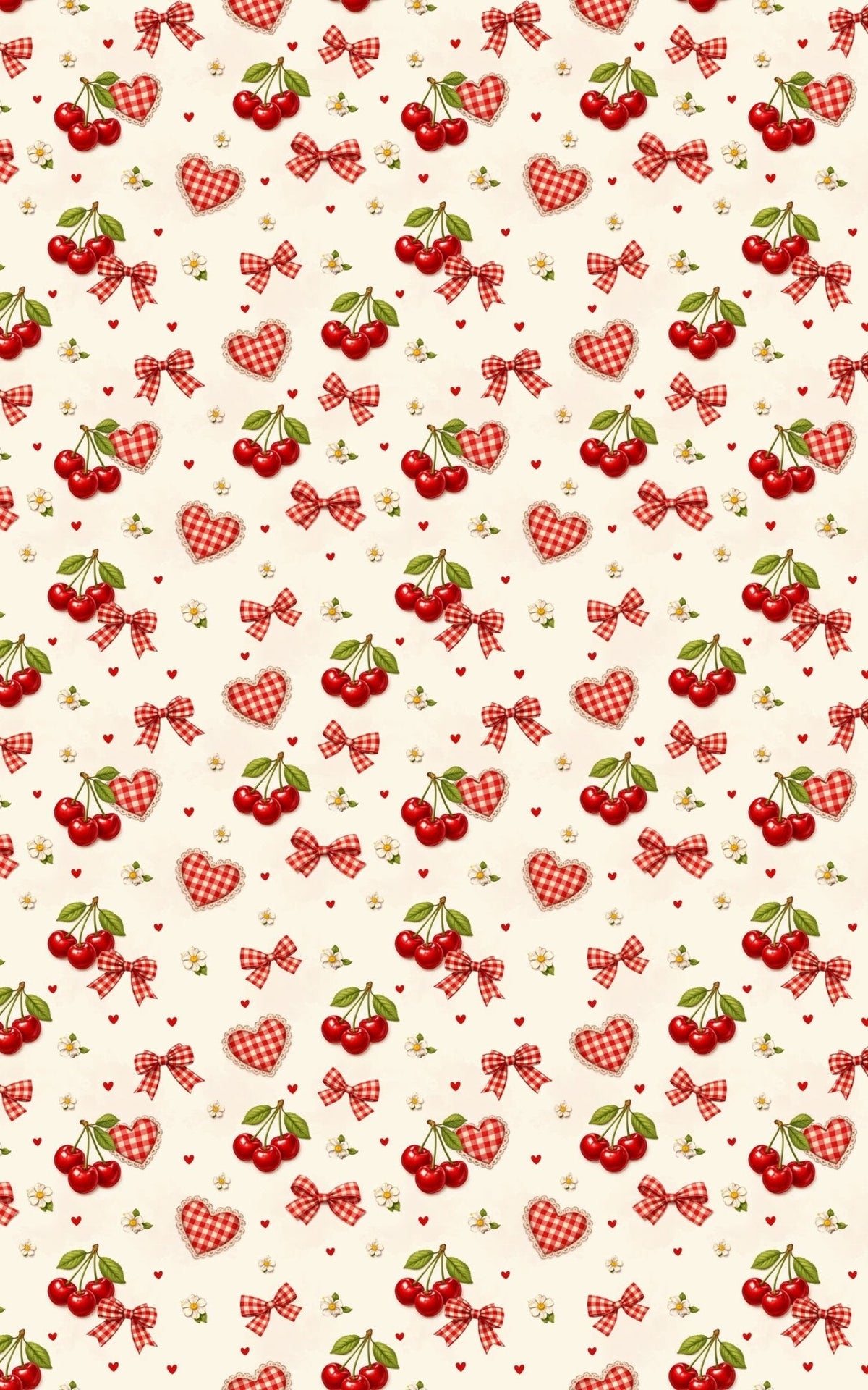 Cherry Heart Picnic Wrapping Paper