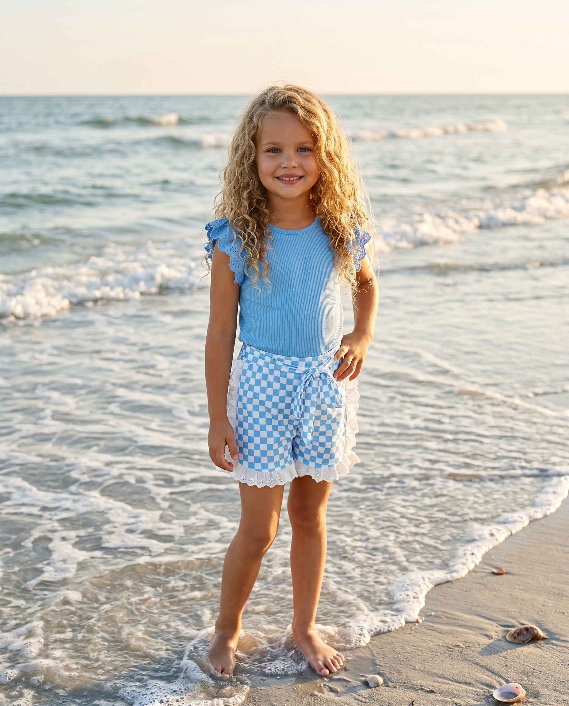 Chloe Blue Check Short Set