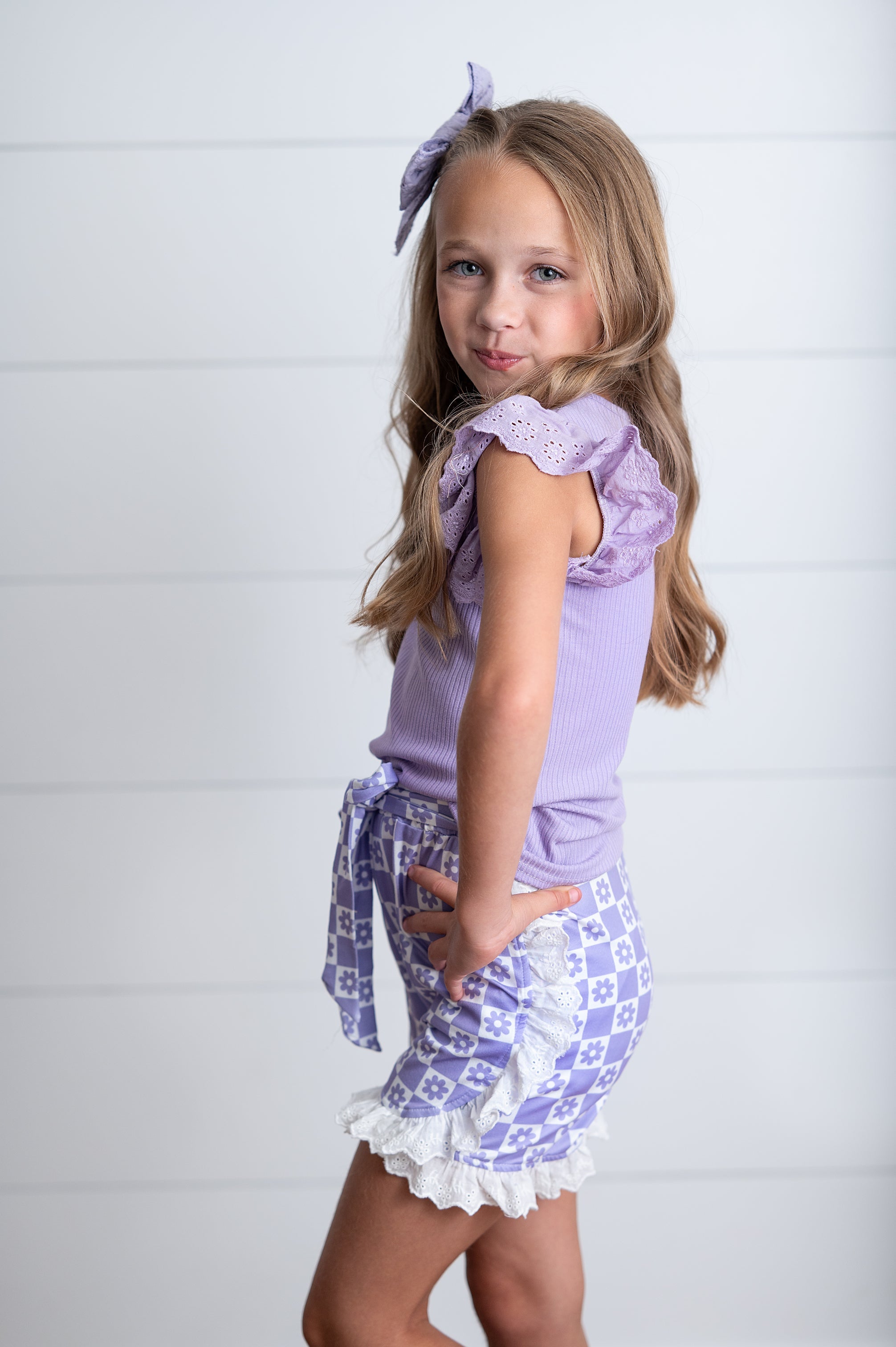Chloe Lavender Check Short Set