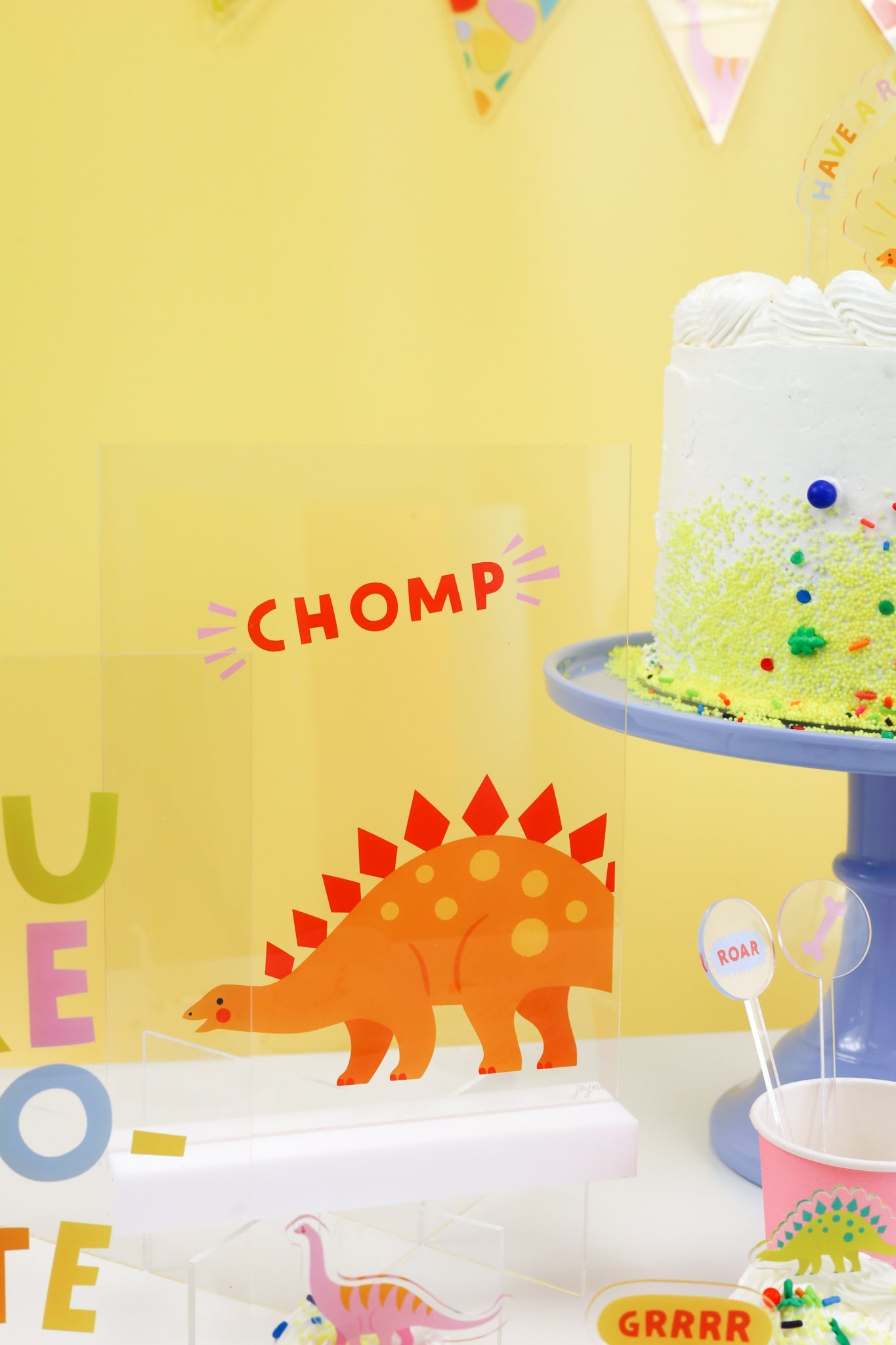 Chomp Dino-mite Acrylic Table Top Sign