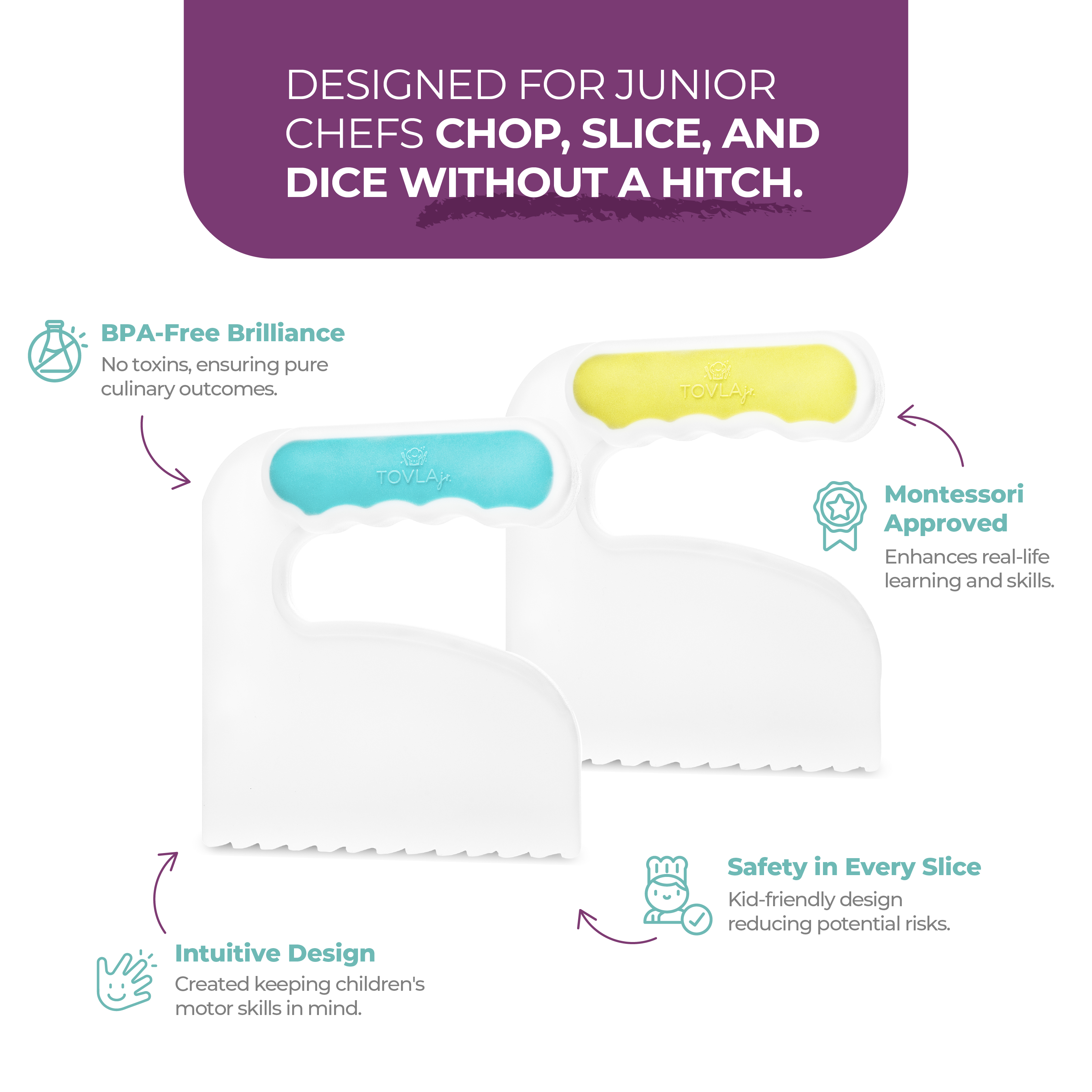 Tovla Jr. Kids Chopper Knife Set | Safe Kitchen Tool For Ages 4–10