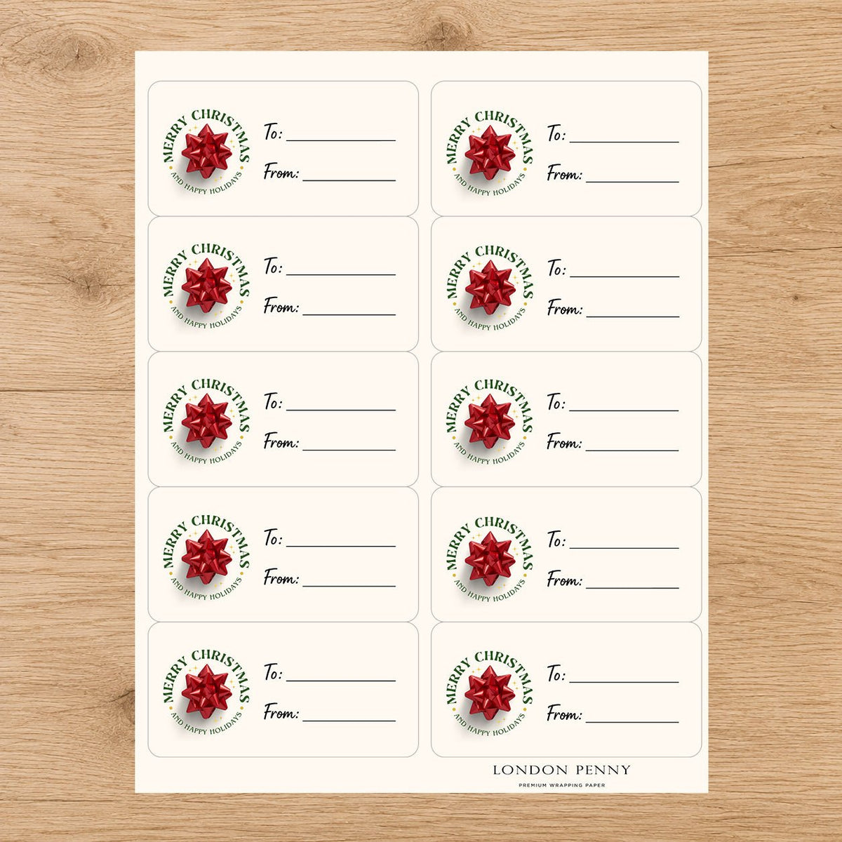 Christmas Bow & Cheer Gift Tag Sticker Sheet