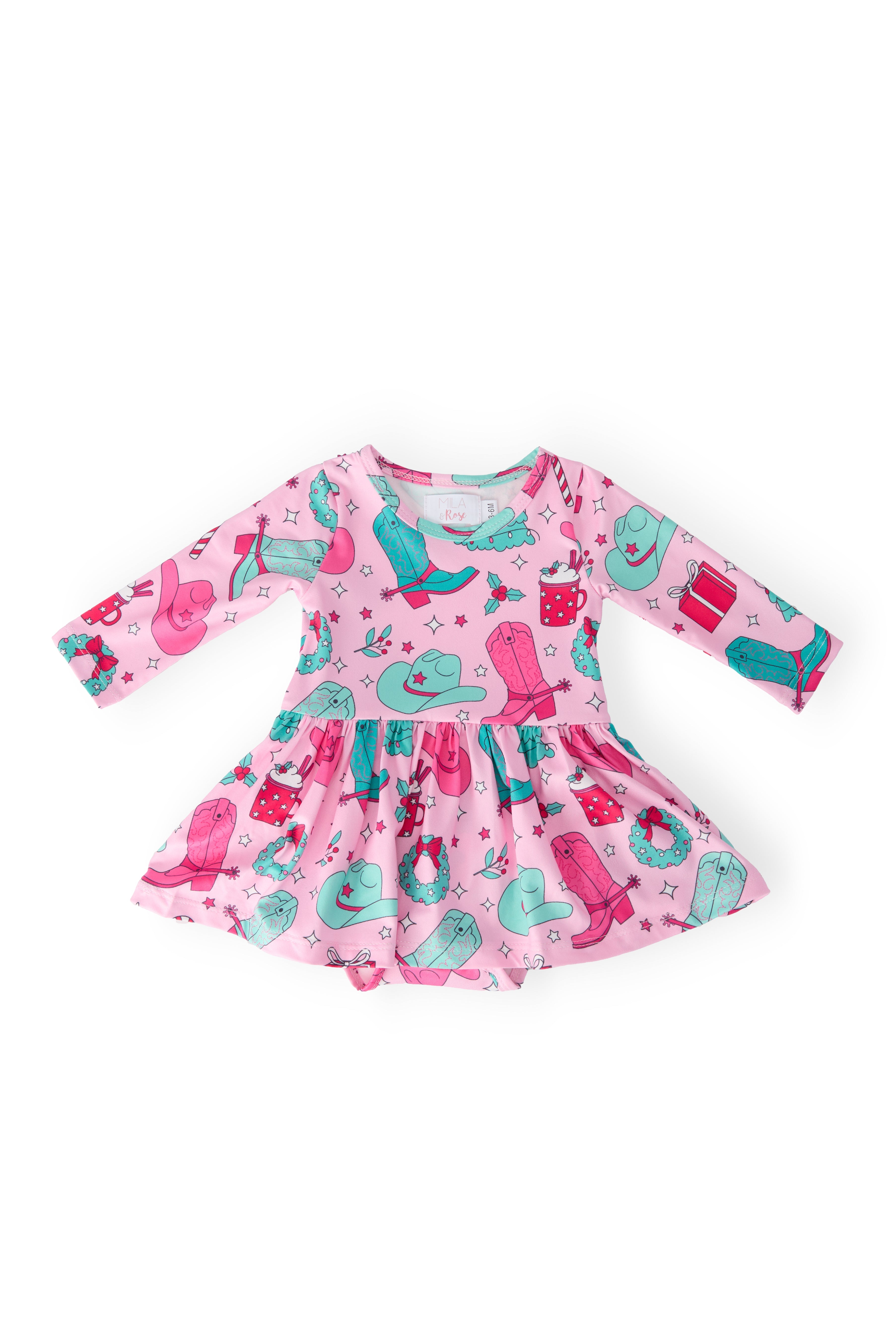Christmas Cowgirl L/s Twirl Bodysuit
