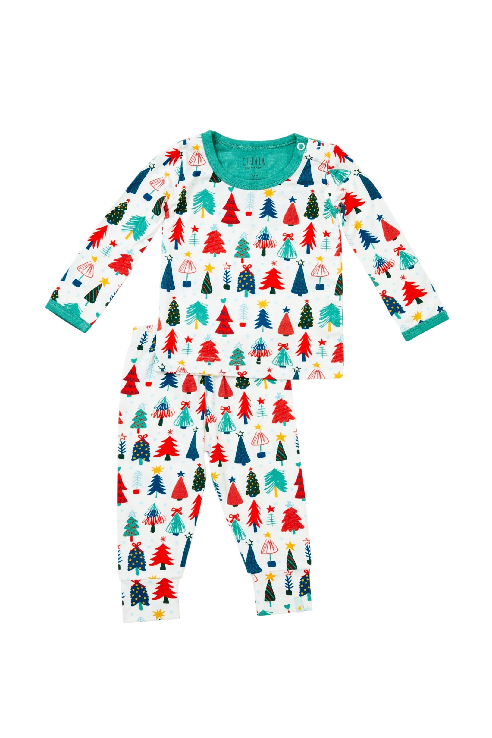 Long Sleeve Pajama Set - Christmas Trees