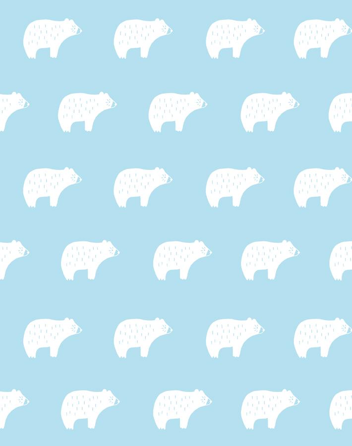'chubby Bear' Wallpaper By Tea Collection - Baby Blue