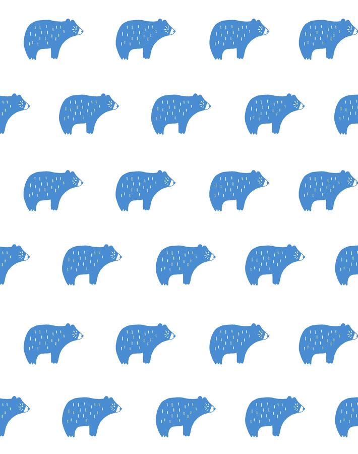 'chubby Bear' Wallpaper By Tea Collection - Cerulean