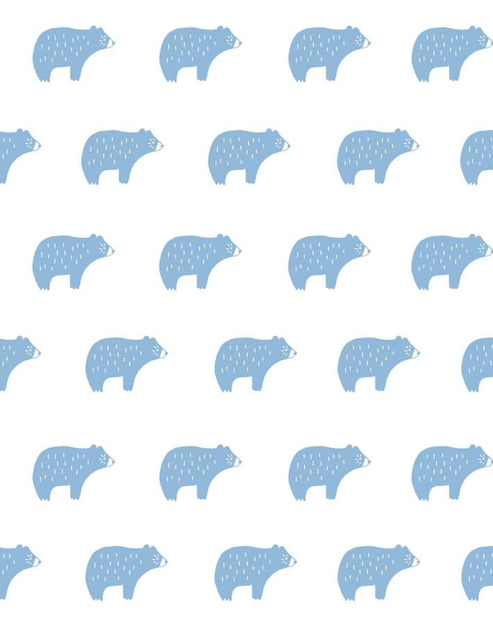 'chubby Bear' Wallpaper By Tea Collection - Cornflower