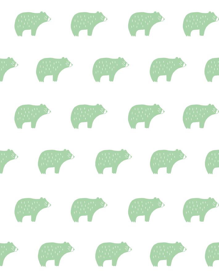'chubby Bear' Wallpaper By Tea Collection - Green