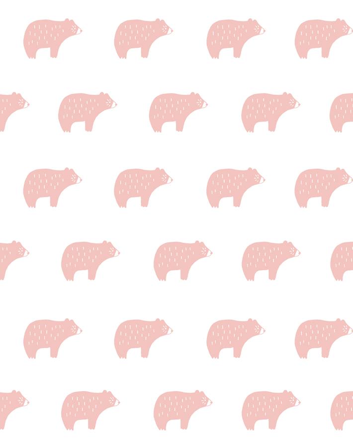 'chubby Bear' Wallpaper By Tea Collection - Pink