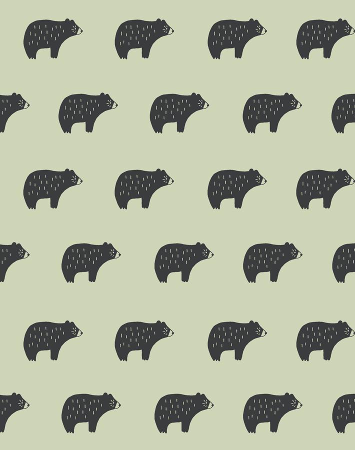'chubby Bear' Wallpaper By Tea Collection - Pistachio