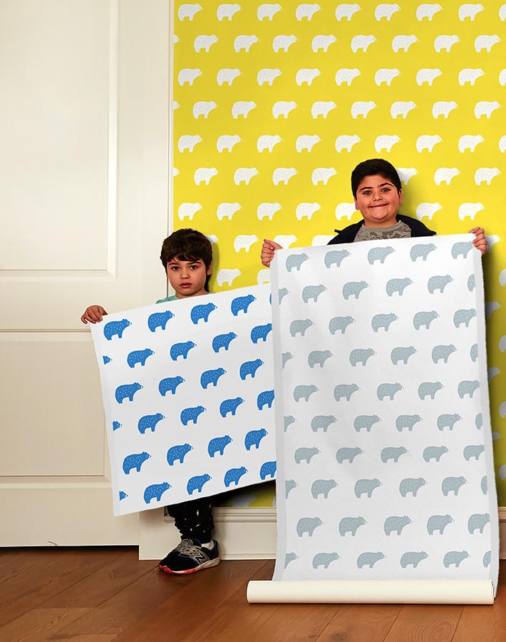 'chubby Bear' Wallpaper By Tea Collection - Cerulean