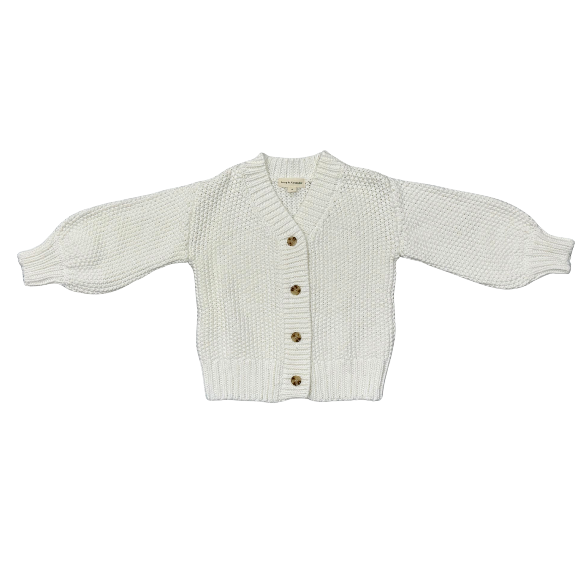 Girls Chunky Knit Cardigan In Off-white