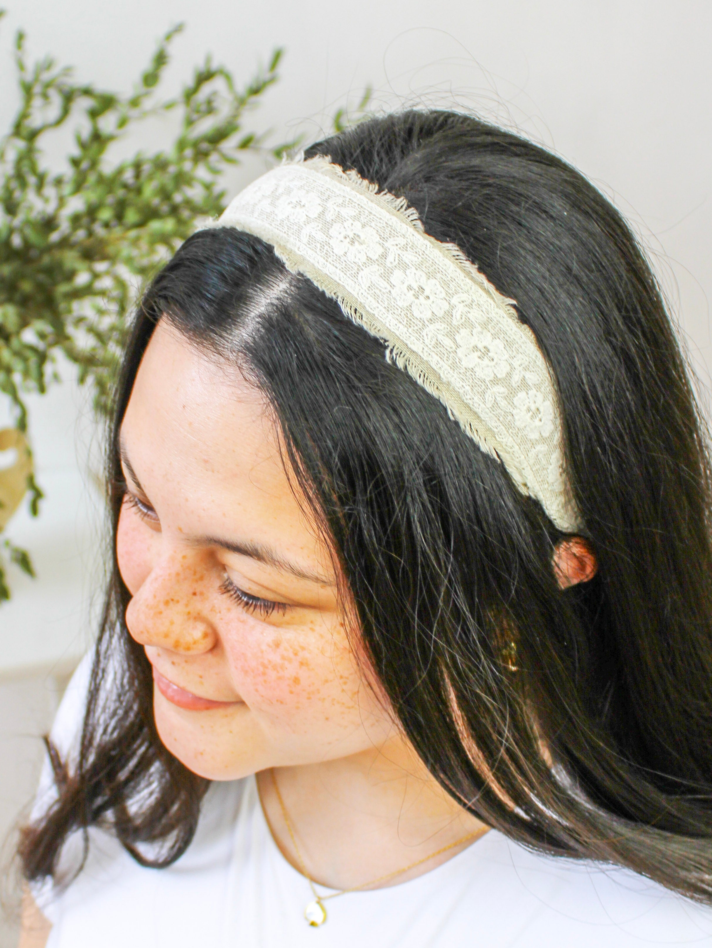 Clara Lace And Linen Headband