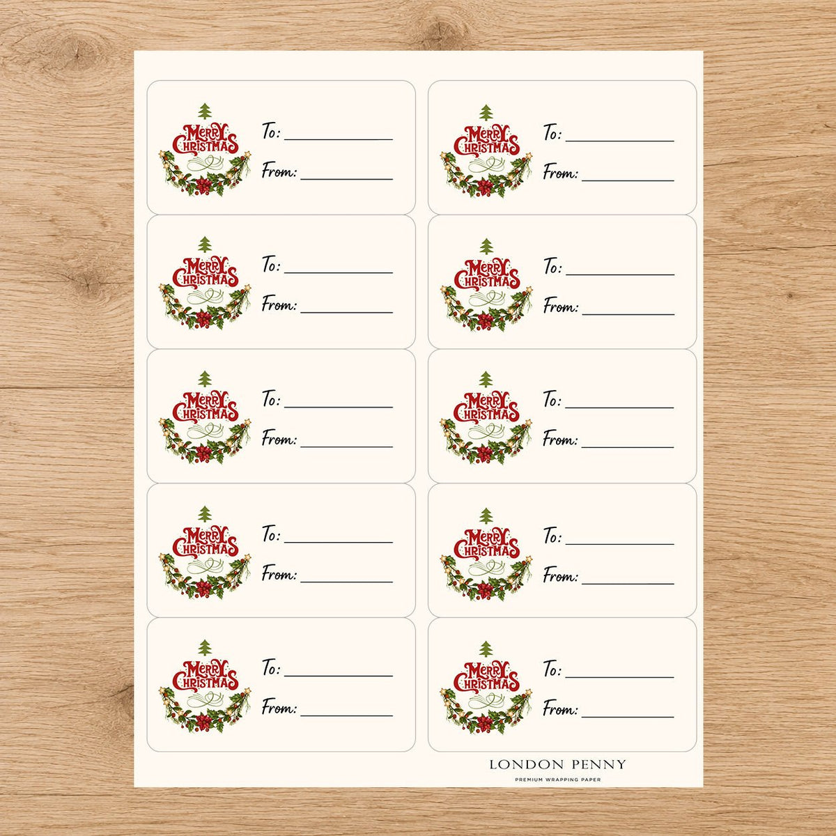 Classic Christmas Cheer Gift Tag Sticker Sheet