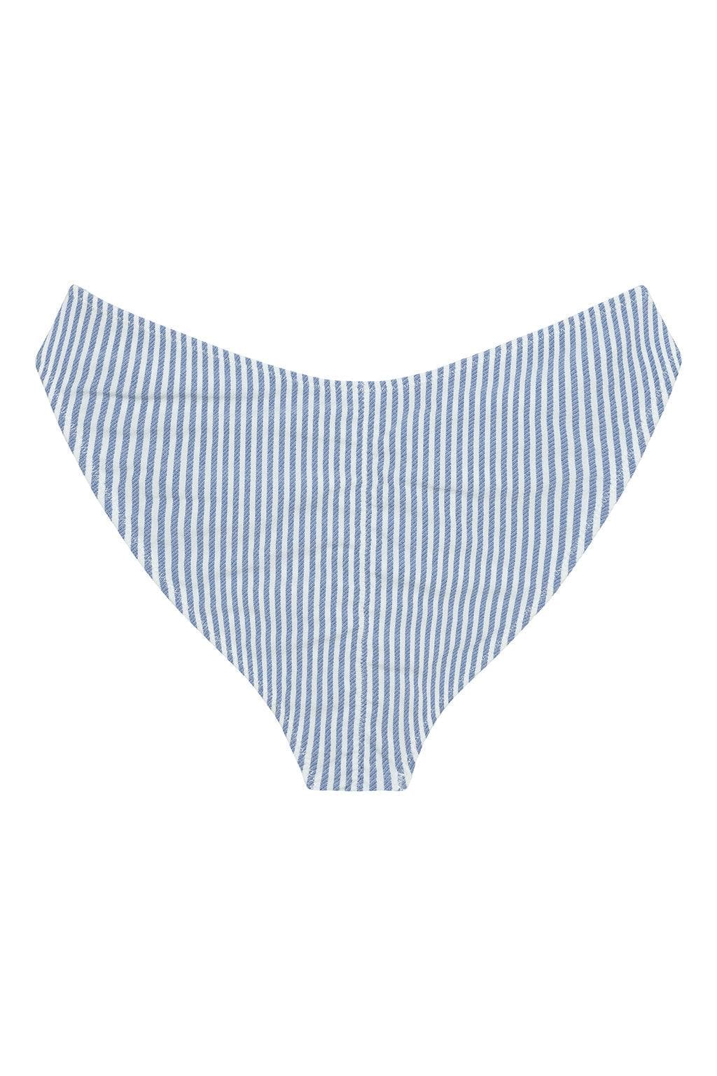Classic Blue Stripe Added Coverage Lulu (zig-zag Stitch) Bikini Bottom