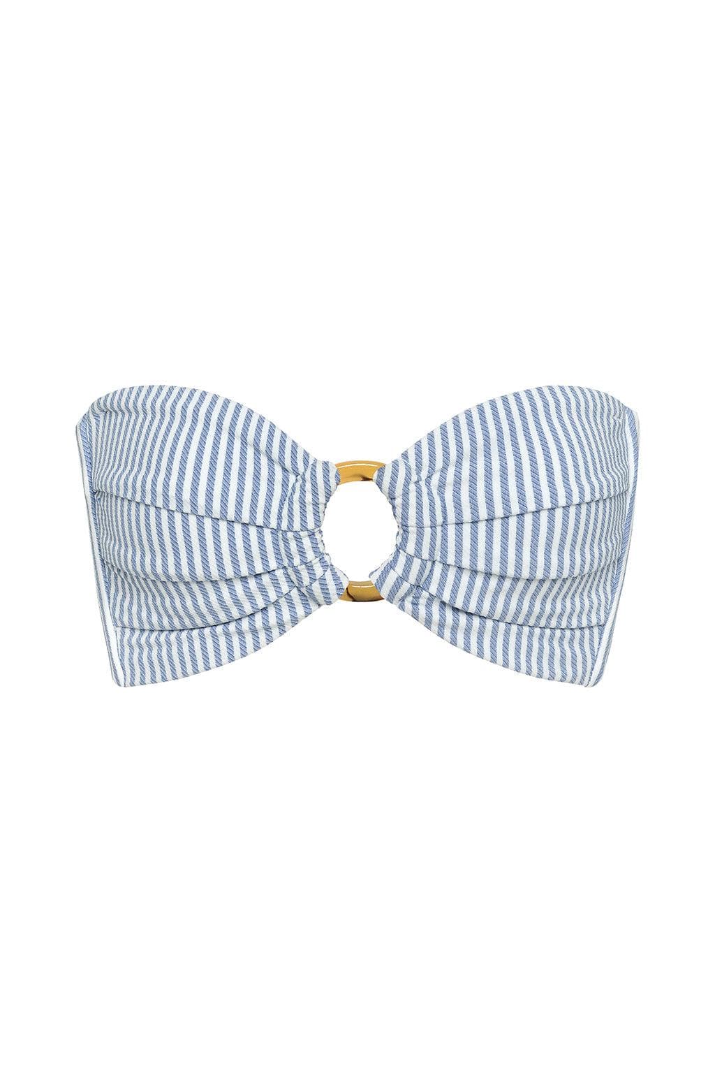 Classic Blue Stripe Tori Ties Bandeau Bikini Top