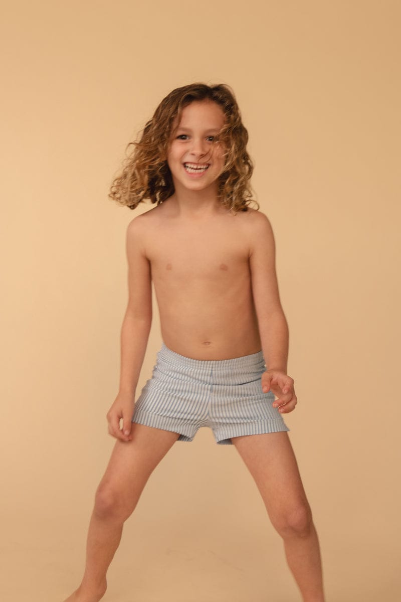 Classic Blue Stripe Mini Swim Trunk