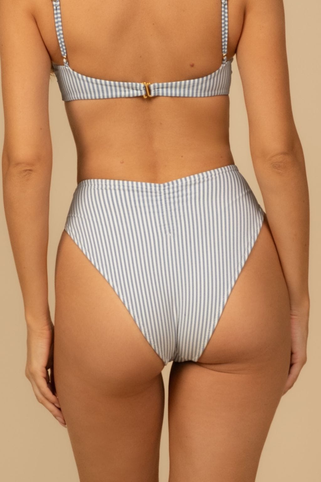 Classic Blue Stripe Paula Tie-up Bikini Bottom