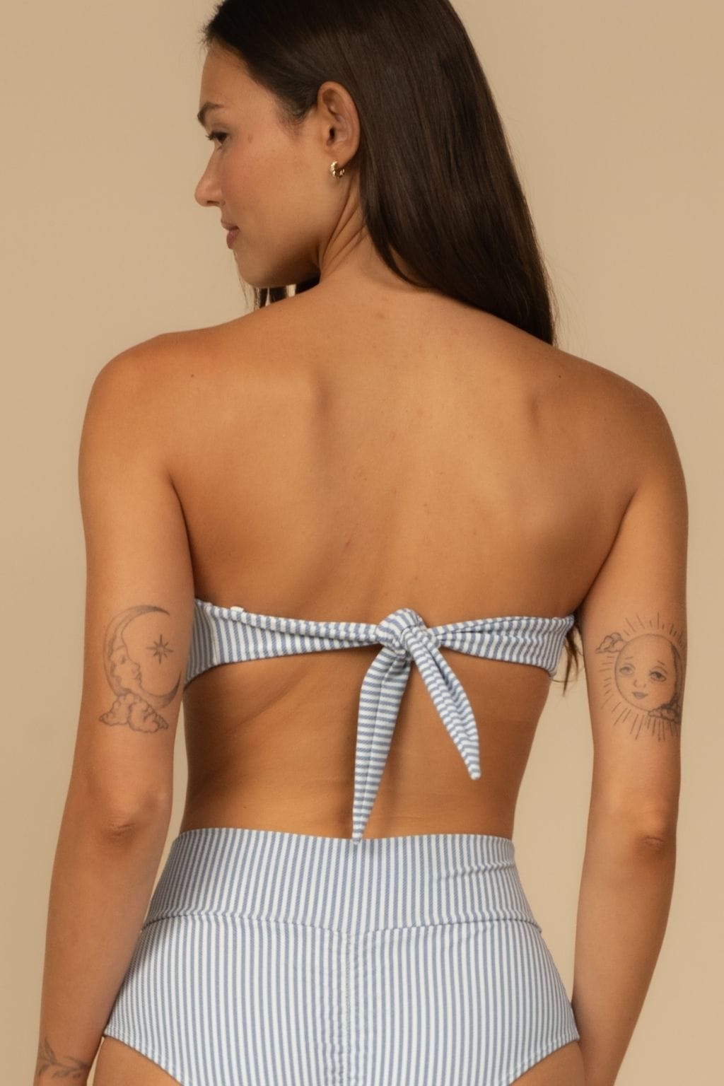 Classic Blue Stripe Tori Ties Bandeau Bikini Top