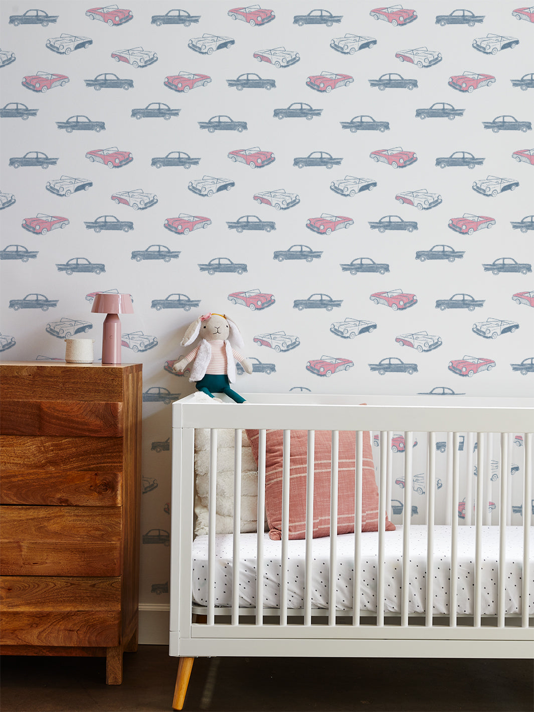 'classic Cars' Wallpaper By Tea Collection - Blue + Pink