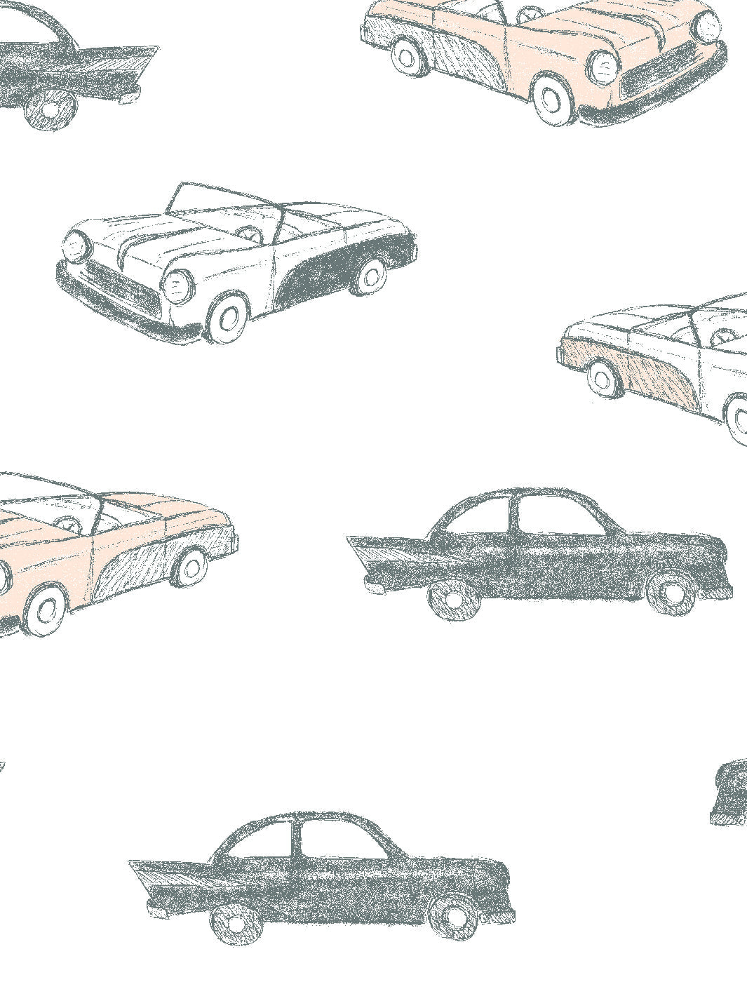 'classic Cars' Wallpaper By Tea Collection - Peach