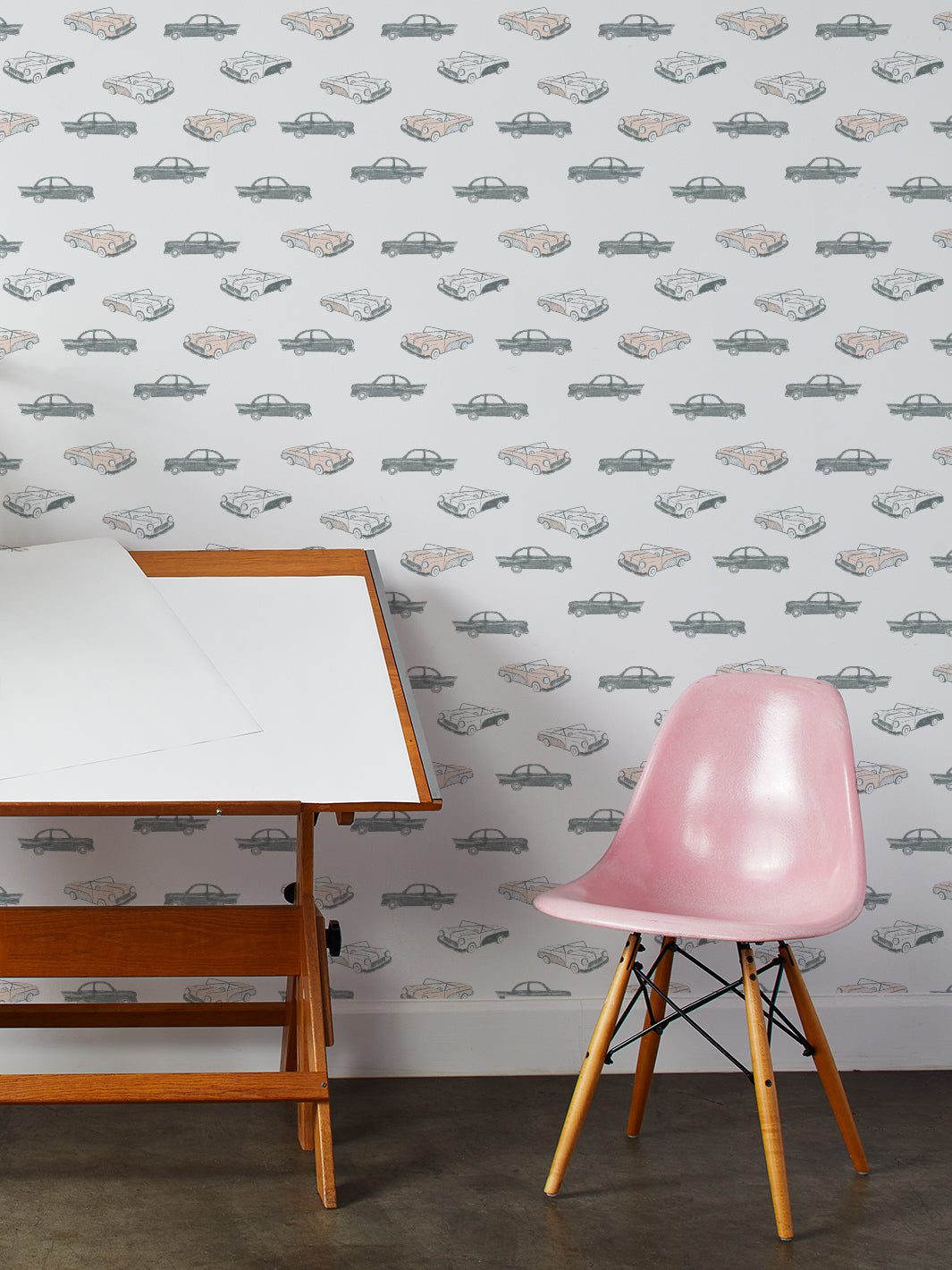 'classic Cars' Wallpaper By Tea Collection - Peach
