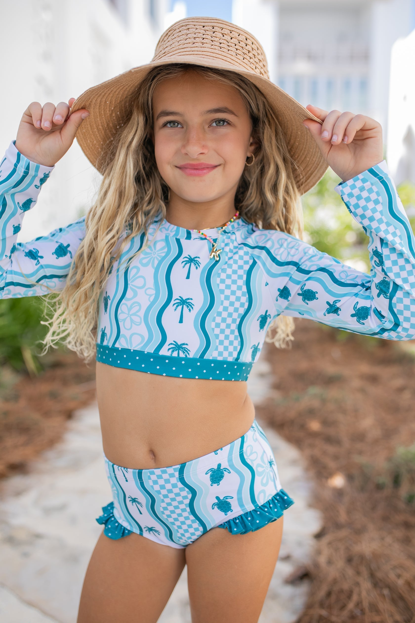 Cleo Teal Turtle Swimsuit