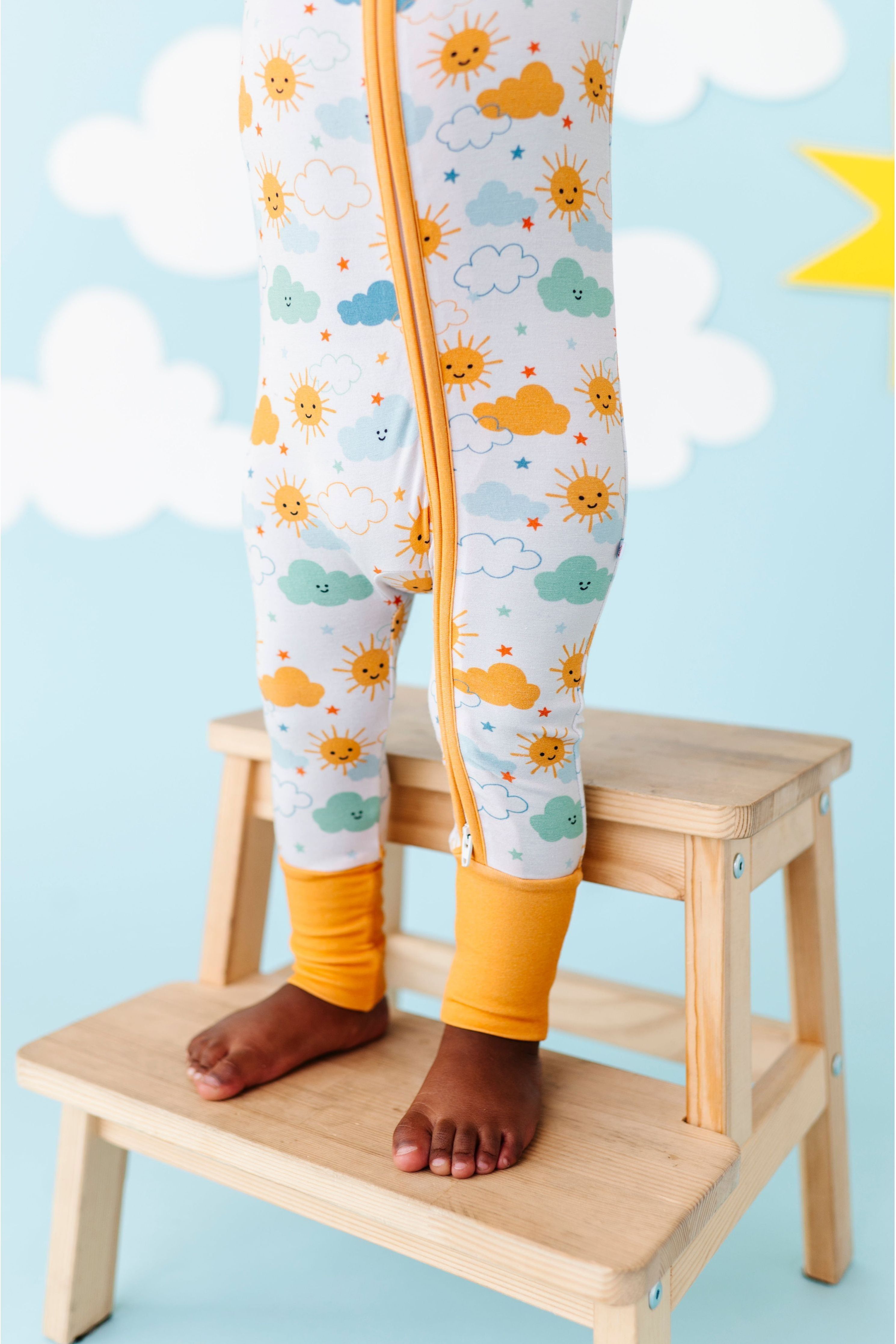 Bamboo One Piece Zip Pajama - Here Comes The Sun