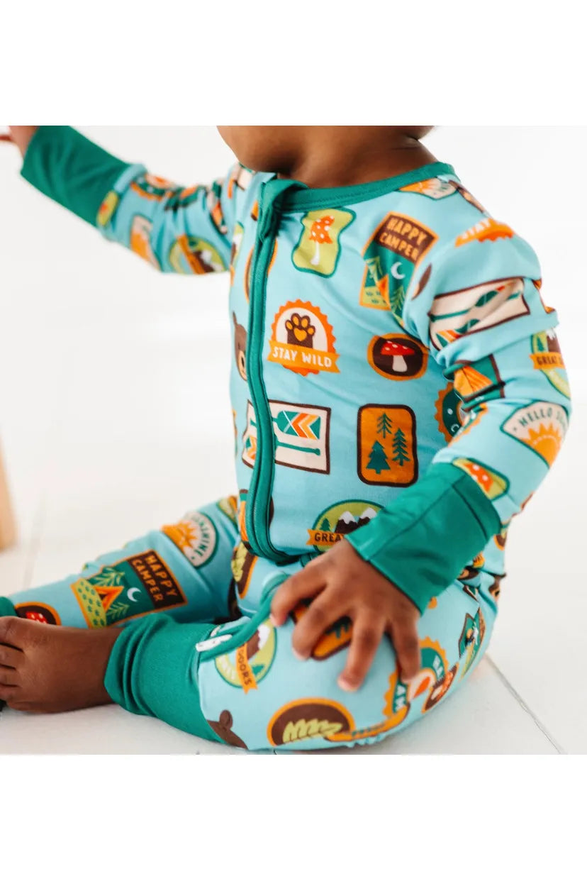 Bamboo One Piece Zip Pajama - Let's Explore Nature Badges