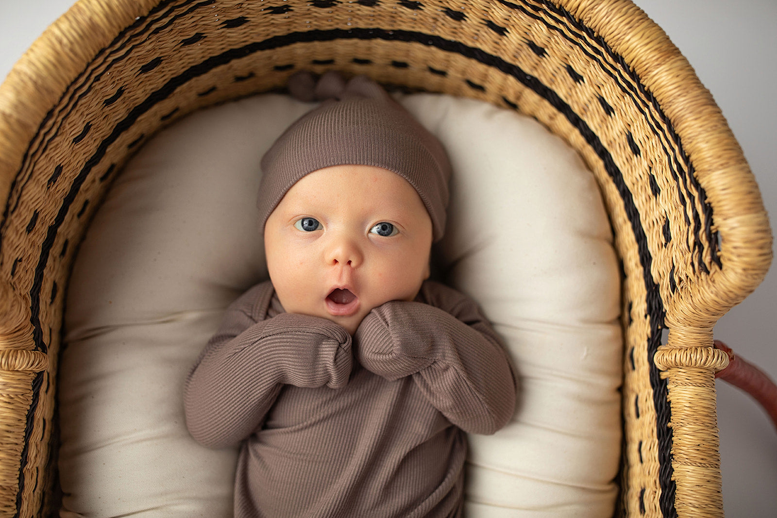 Cocoa Brown Ribbed Knotted Newborn Baby Gown