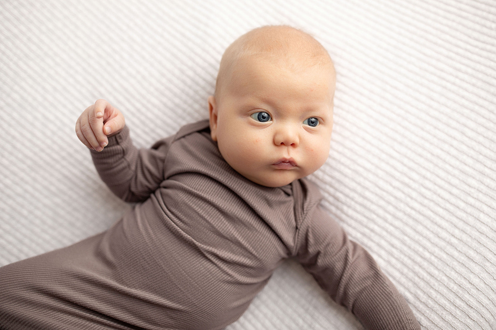 Cocoa Brown Ribbed Knotted Newborn Baby Gown