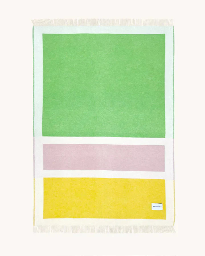 Blanket Color Block No. 2 Yellow / Green And Lilac 4.25 X 6.5 Ft