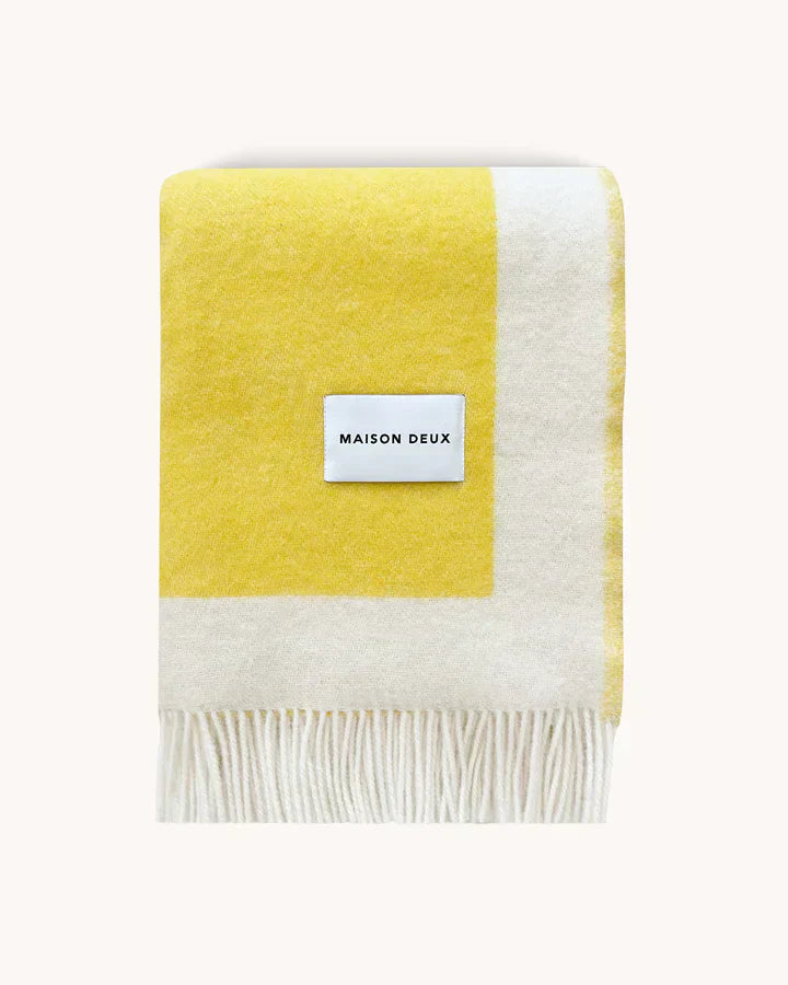 Blanket Color Block No. 2 Yellow / Green And Lilac 4.25 X 6.5 Ft