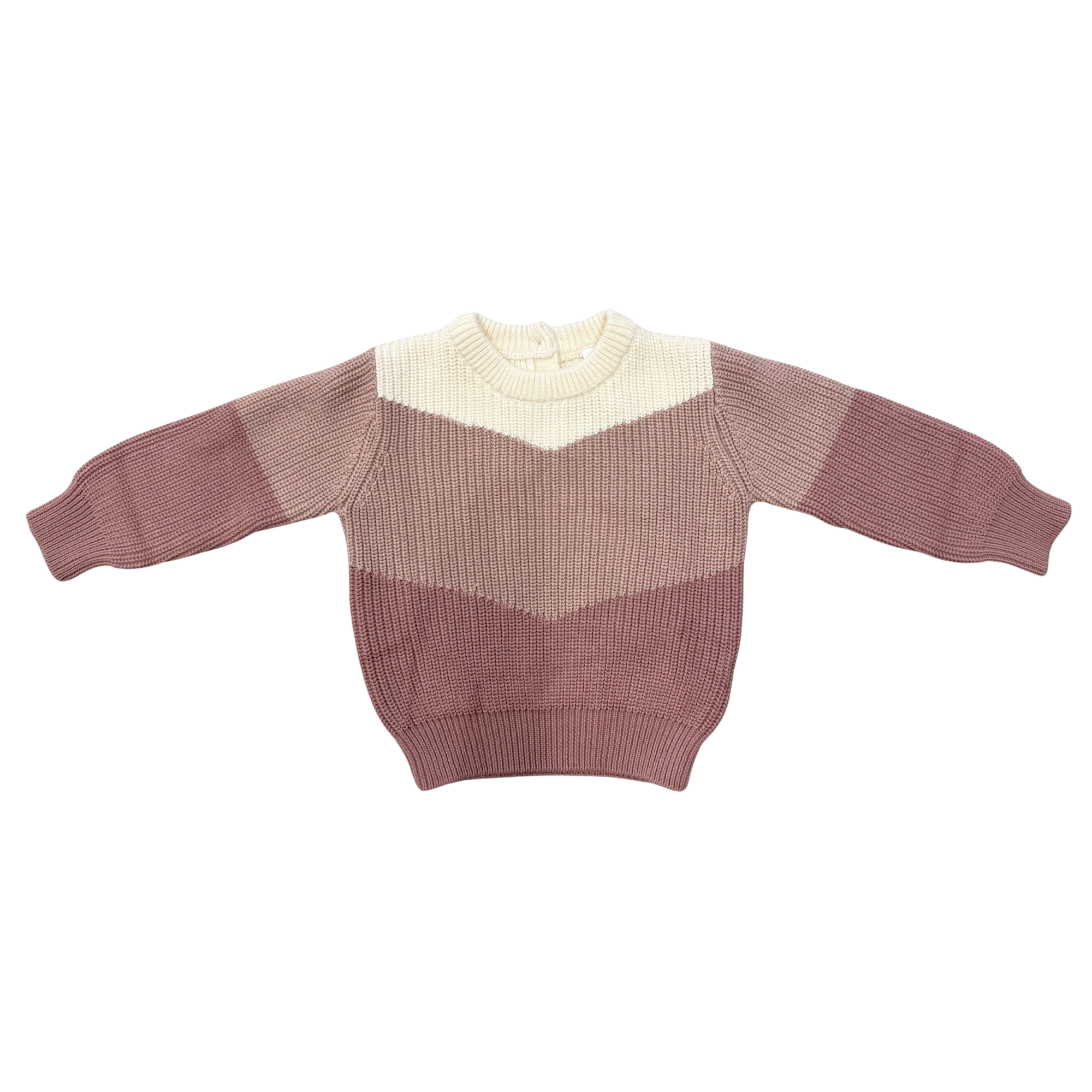 Colorblock Knit Sweater In Light Pink