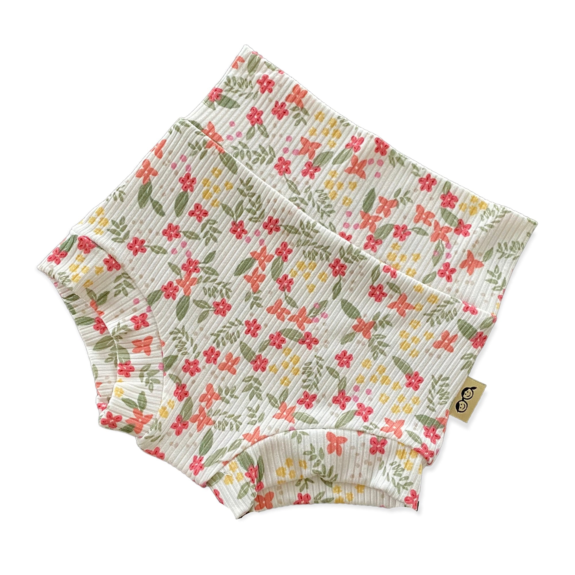 Colorful Dainty Flowers On White Ribbed Summer Lounge Set