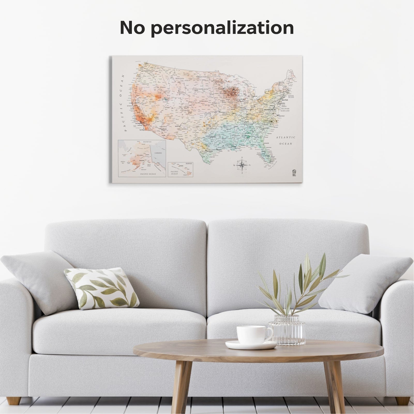 Wooden Canvas Usa Map -  Colorful