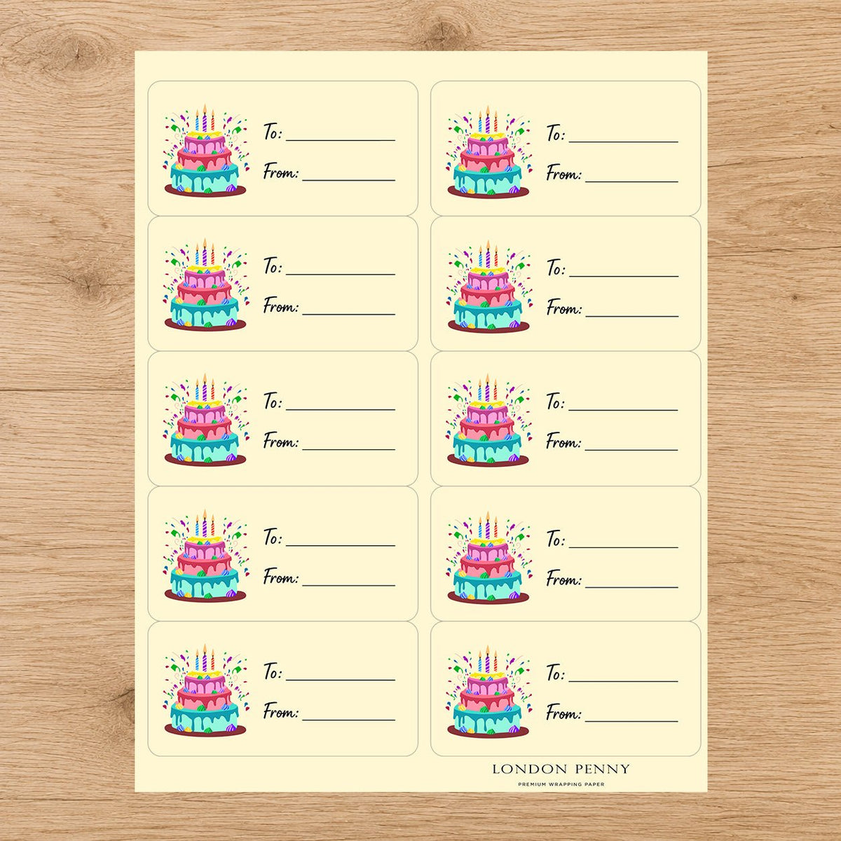 Confetti Cake Party Gift Tag Sticker Sheet