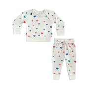 Sprinkle Of Hearts Sweatsuit Set In White