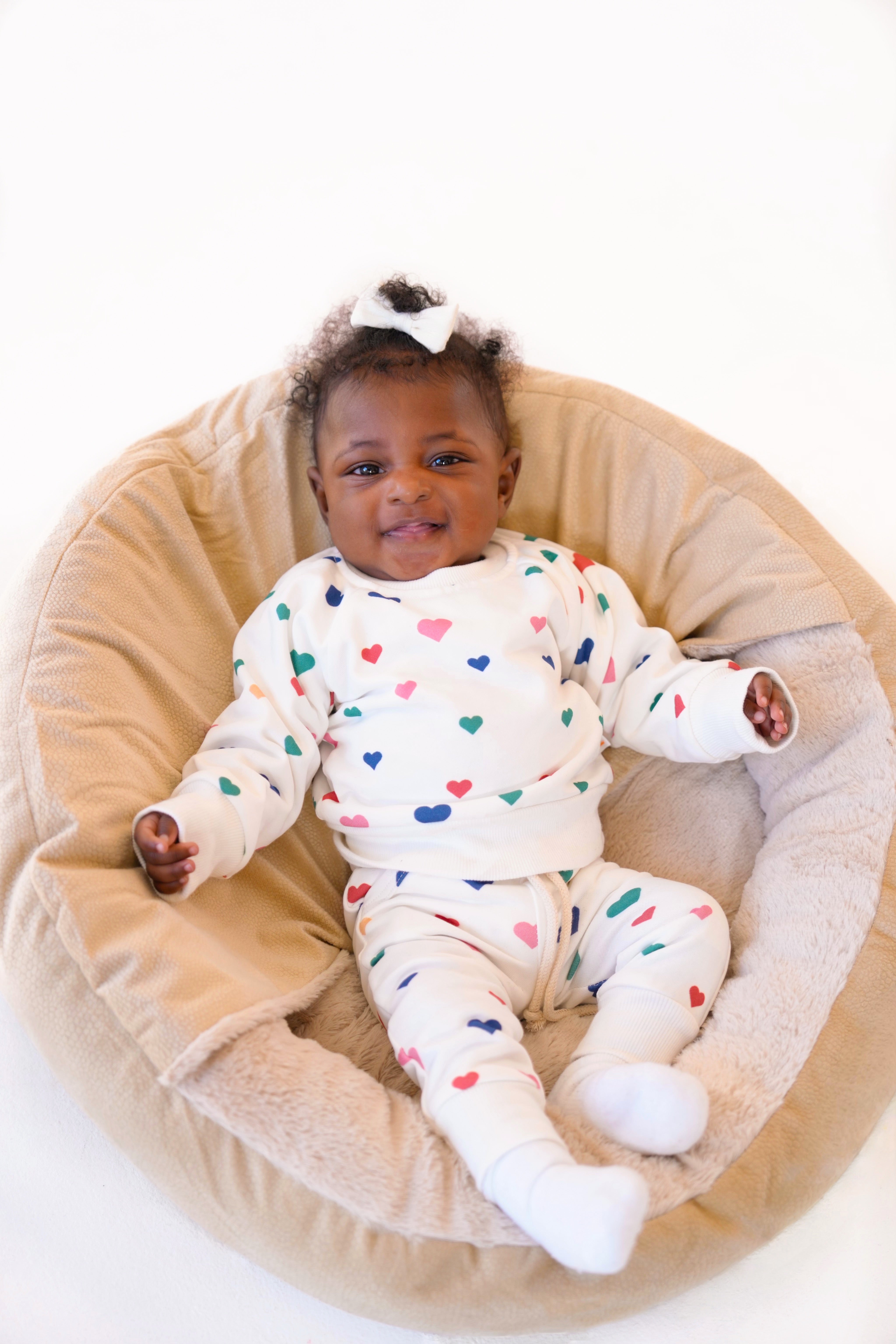 Sprinkle Of Hearts Sweatsuit Set In White