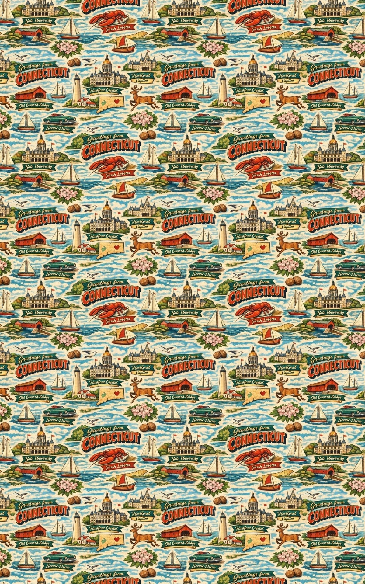 Connecticut Postcard Memories Wrapping Paper