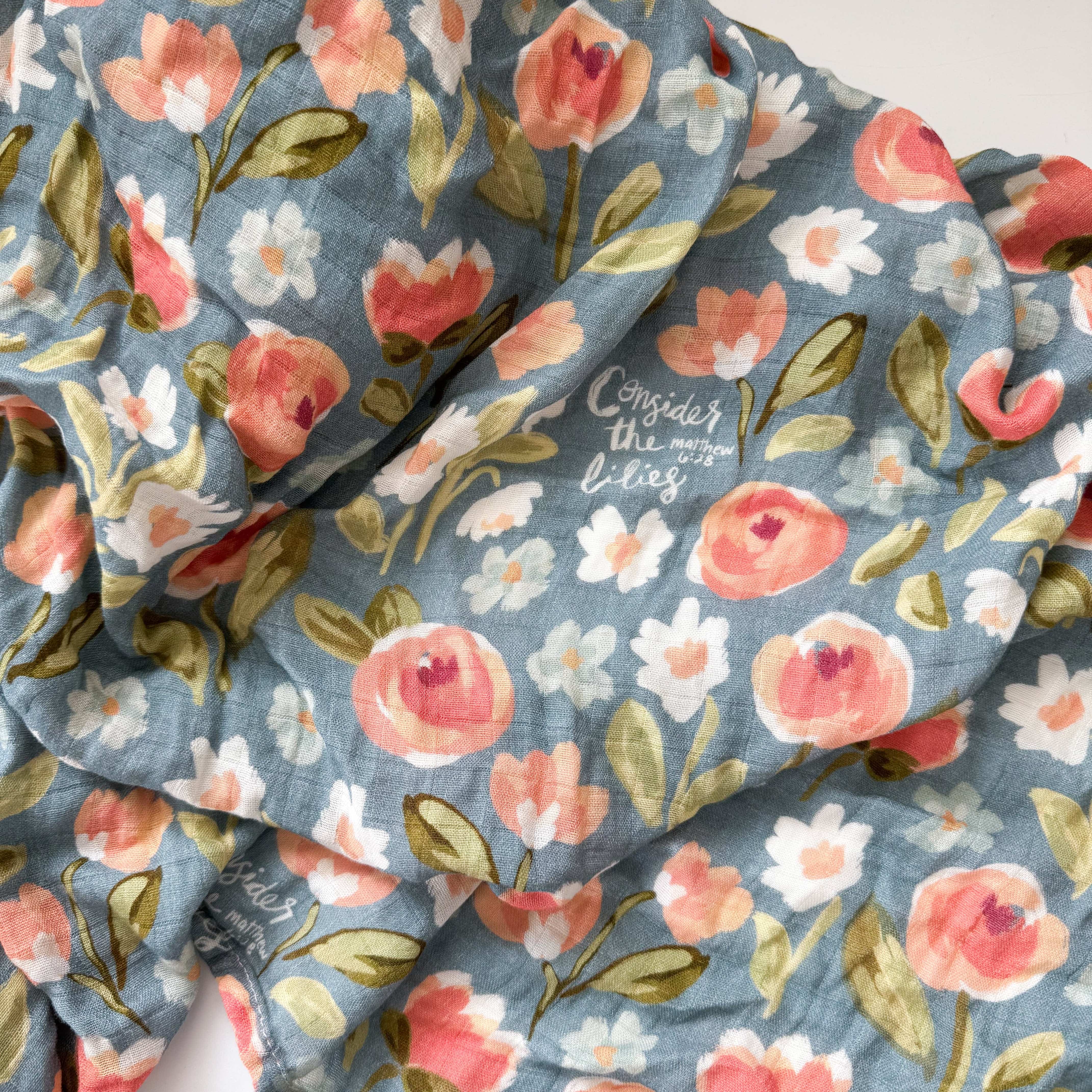Consider The Lilies - Catholic Baby Muslin Blanket Swaddle